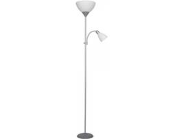 Candeeiro de Pé  Kopen (Cinzento - E27 + E14 - Máx. 60W - Acrílico - Metal)