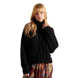 Superdry Vintage High Neck Cable Knit Preto L