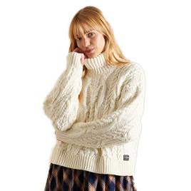 Superdry Vintage High Neck Cable Knit Beige XL