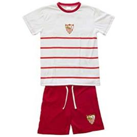 Sevilla Fc Striped Junior Short Sleeve Pyjama Rojo 8 Years