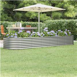 vidaXL Vaso/floreira de jardim aço revestido a pó 296x80x36cm prateado