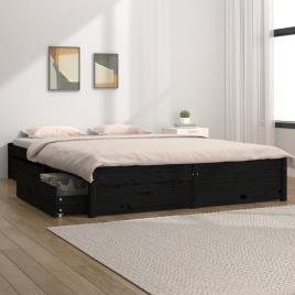 vidaXL Estrutura cama c/ gavetas 180x200 cm tam. 6FT Super King preto