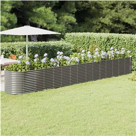 vidaXL Vaso/floreira de jardim aço revestido a pó 620x80x68 cm cinza