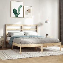 vidaXL Estrutura de cama king 150x200 cm madeira maciça