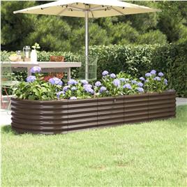 vidaXL Vaso/floreira de jardim aço revestido a pó 224x80x36cm castanho