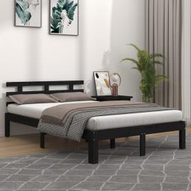 vidaXL Estrutura cama pequena casal 120x190 cm pinho maciço preto