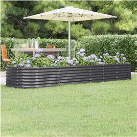 vidaXL Vaso/floreira jardim aço revestido a pó 296x80x36 cm antracite