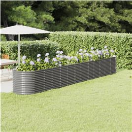 vidaXL Vaso/floreira de jardim aço revestido a pó 512x80x68 cm cinza