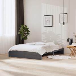 vidaXL Estrutura de cama 160x200 cm madeira maciça cinzento