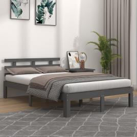 vidaXL Estrutura de cama 120x200 cm madeira maciça cinzento