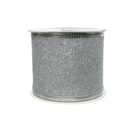 LAÇO COM PURPURINA PRATEADO 270X6,3CM