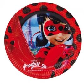 8 Pratos Festa Ladybug Torre Eiffel 23cm
