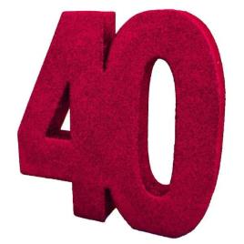 Decoração de Mesa 40Anos Vermelho c/ Gliter
