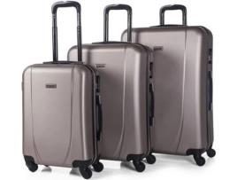 Conjunto 3 Malas de Viagem ITACA Abs (35/70/100 L - Champagne)