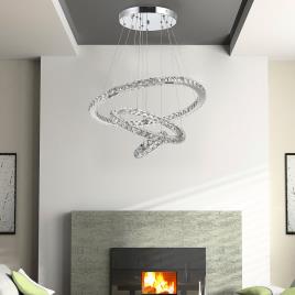 HOMCOM Lustre de suspensão de cristal Controle remoto Ângulo ajustável ?60x110 cm