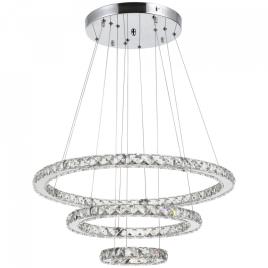 HOMCOM Lustre de suspensão de cristal Controle remoto Ângulo ajustável ?60x110 cm