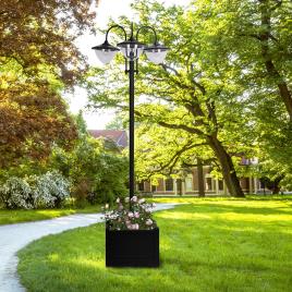 Candeeiro Solar de Jardim com 18 Luzes LED Branco Frio 6000K, Impermeável IP44, Sensor de Noite e Base em Forma de Floreira, Candeeiro de Exterior par