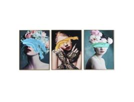 Pintura DKD Home Decor Mulher Moderno (60 x 3 x 80 cm) (3 Unidades)