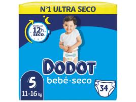 Fraldas Dodot Azul Bebe Seco T5 11-16kg 34un