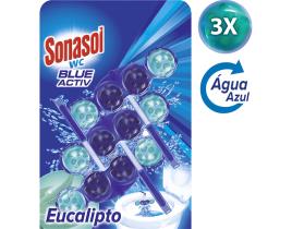 Bloco Sonasol Sanitario Blue Active Eucalipto 3x50g