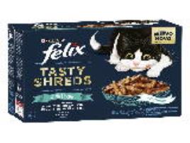 Comida Húmida Gato Felix Tasty Shreds Mix Peixes 12x80g