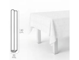 Mantel hule muletón blanco rectangular. impermeable antimanchas pvc 140 cm. x 20 metros. rollo recortable. interior y exterior