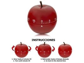 Temporizador minutero cocina manzana roja 60 minutos