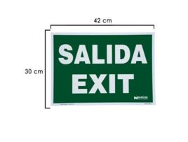 Cartel / señal fluorescente salida exit 30x42 cm.