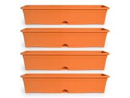Vasos para Plantas PLASTIKEN com Prato Integrado Terra (4 Un - 6L - Terracota - 80 x 20 x 18 cm)