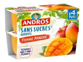 Sobremesa Fruta Andros S/açucar Maça Manga 4x100g