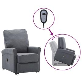 vidaXL Poltrona reclinável elevatória tecido cinzento-escuro