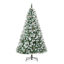 HOMCOM Árvore de Natal Artificial 180cm com 800 Ramos e 61 Pinhas Folhas de PVC com Efeito Neve Base Dobrável e Suporte Metálico Verde   Aosom Portugal