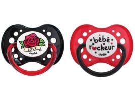 Conjunto 2 Chupetas DODIE + 18 meses Duo Rock