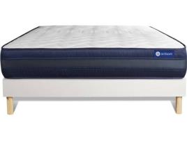 Conjunto de Estrado Branco + Colchão  Actiflex Tech (180x210 cm - Molas Ensacadas)