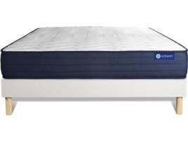 Conjunto de Estrado Branco + Colchão  Actiflex Life (200x200 cm - Molas Ensacadas)