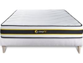 Conjunto de Estrado Branco + Colchão SLEEPFIT Flexy (160x220 cm - Molas Ensacadas)