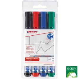Marcador para quadros brancos 360 com ponta arredondada de 1,5 - 3 mm, cores sortidas, embalagem de 4