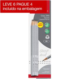 FABER-CASTELL Lápis de Grafite GRIP 2001, Minas HB, Corpo Triangular Prateado com Pega