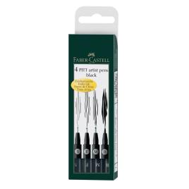 FABER-CASTELL Canetas com Ponta de Fibra e de Traço Fino PITT Artist, Tamanhos de Pontas Variados, Corpo Preto, Tinta Preta