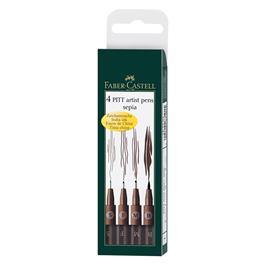 FABER-CASTELL Marcador Fineliner Artist Pitt, XS, S, F, M, Tinta da China Sépia
