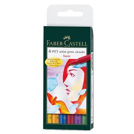 FABER-CASTELL Marcador Artístico Pitt Brush,  Tinta da China, Cores Básicas