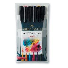 FABER-CASTELL Marcador Artístico Pitt Brush,  Tinta da China, Cores Básicas