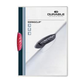 Durable Classificador com Clipe Swingclip®, A4, 30 Folhas, Transparente com Clipe Vermelho