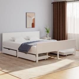 vidaXL Estrutura de cama com 4 gavetas 180x200 cm pinho maciço branco