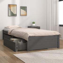 vidaXL Estrutura de cama c/ gavetas 90x190 cm 3FT Single cinzento