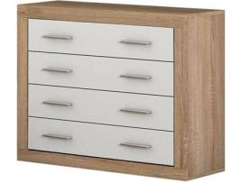 Cómoda HOMESOUTH Lara (Pinho e Branco - Melamina - 98x81.5x39.6 cm)
