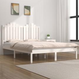 vidaXL Estrutura de cama 5FT King 150x200 cm pinho maciço branco