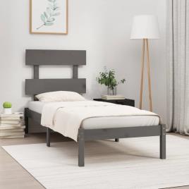vidaXL Estrutura de cama pequena solteiro 75x190 cm madeira cinzento