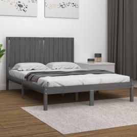 vidaXL Estrutura de cama 140x190 cm madeira de pinho maciça cinzento
