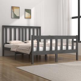 vidaXL Estrutura de cama dupla 4FT6 135x190 cm pinho maciço cinzento